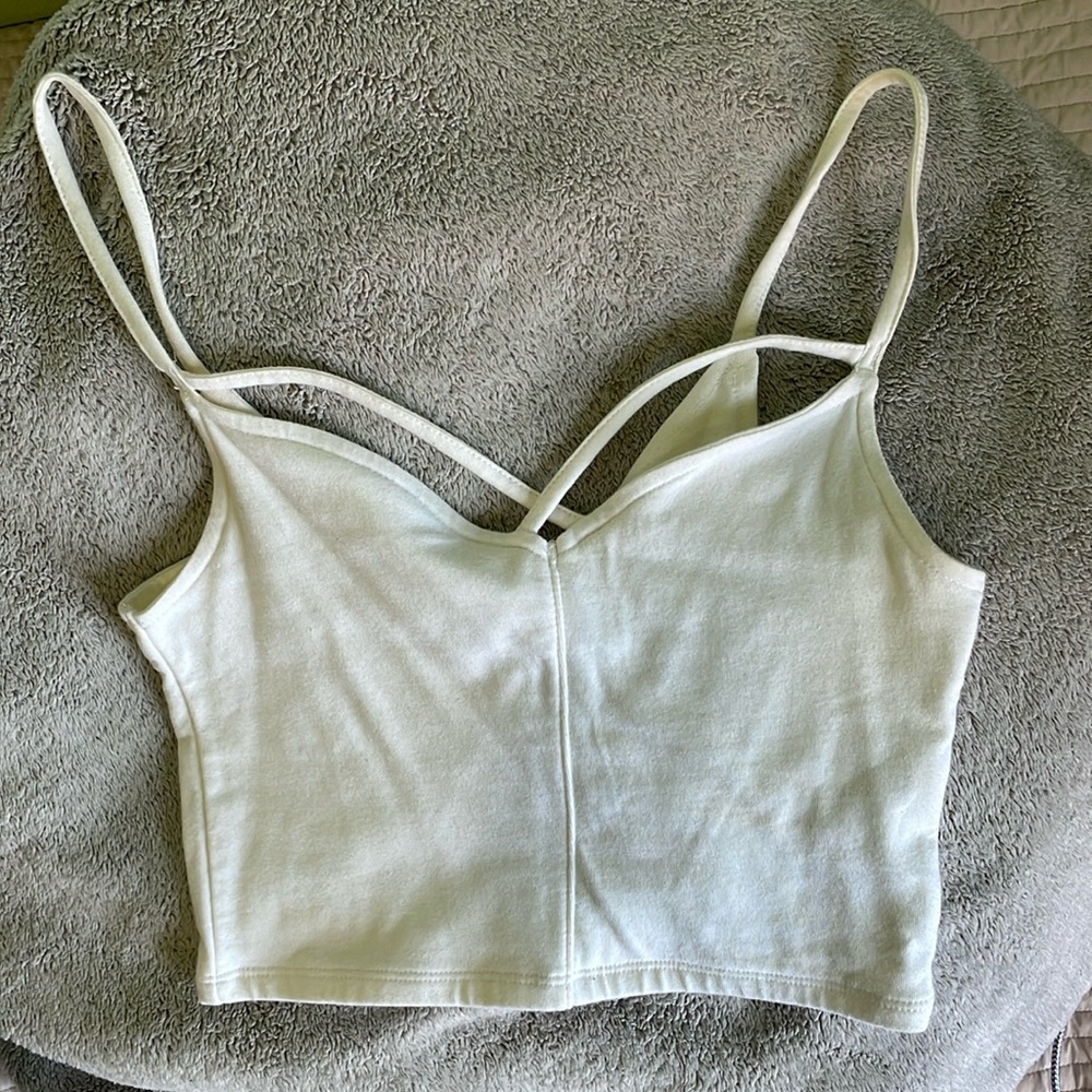 Hollister white crop top with cross straps